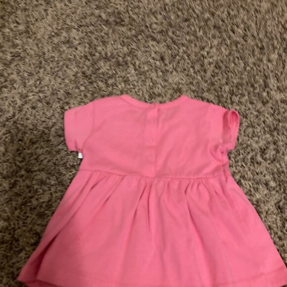 Primary Pink Dress 3-6 Months Short Sleeve Pockets Cotton Blend Snap Back Solid - Picture 3 of 3